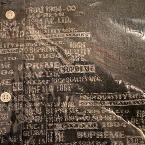 Supreme Trademark Jacquard Denim Shirt Washed Black Size Medium SS23 (Fast Ship) - Picture 5 of 7